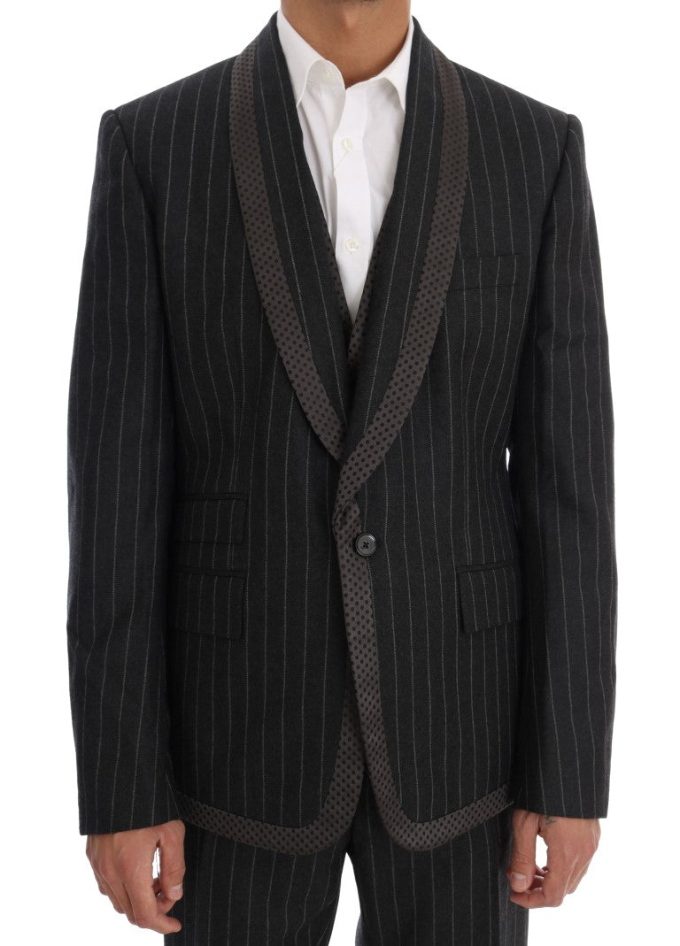 Gray Wool One Button 3 Piece Suit