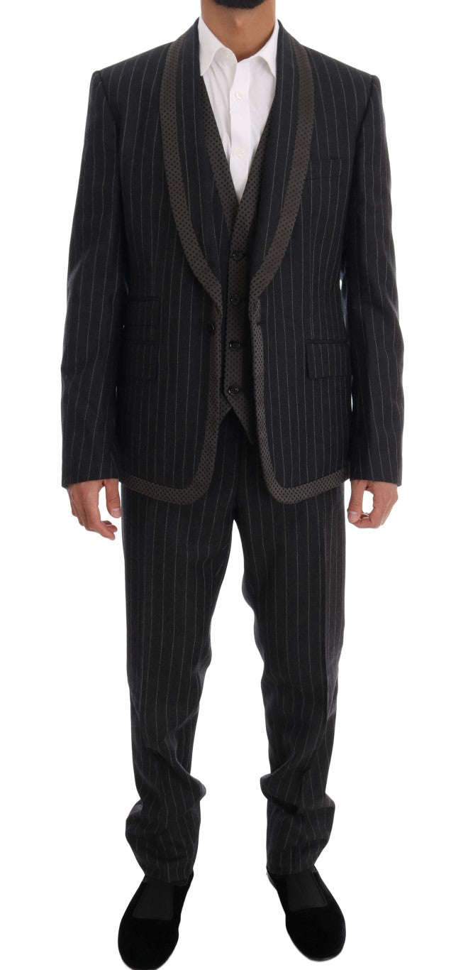 Gray Wool One Button 3 Piece Suit