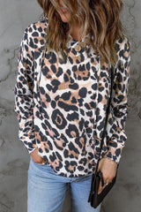 Animal Print Buttoned Drawstring Hoodie