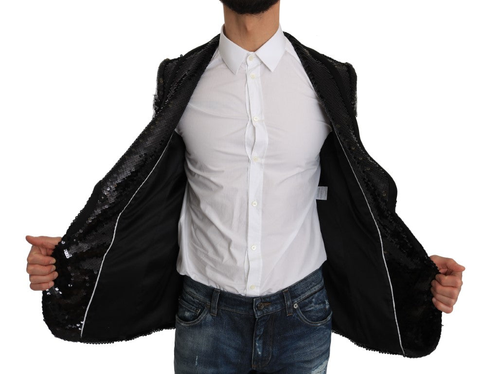 Black Sequin Shiny Slim Blazer