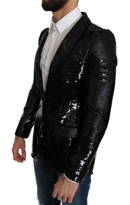 Black Sequin Shiny Slim Blazer