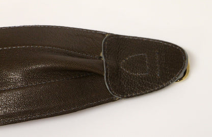 Brown Leather Linnen Logo Belt