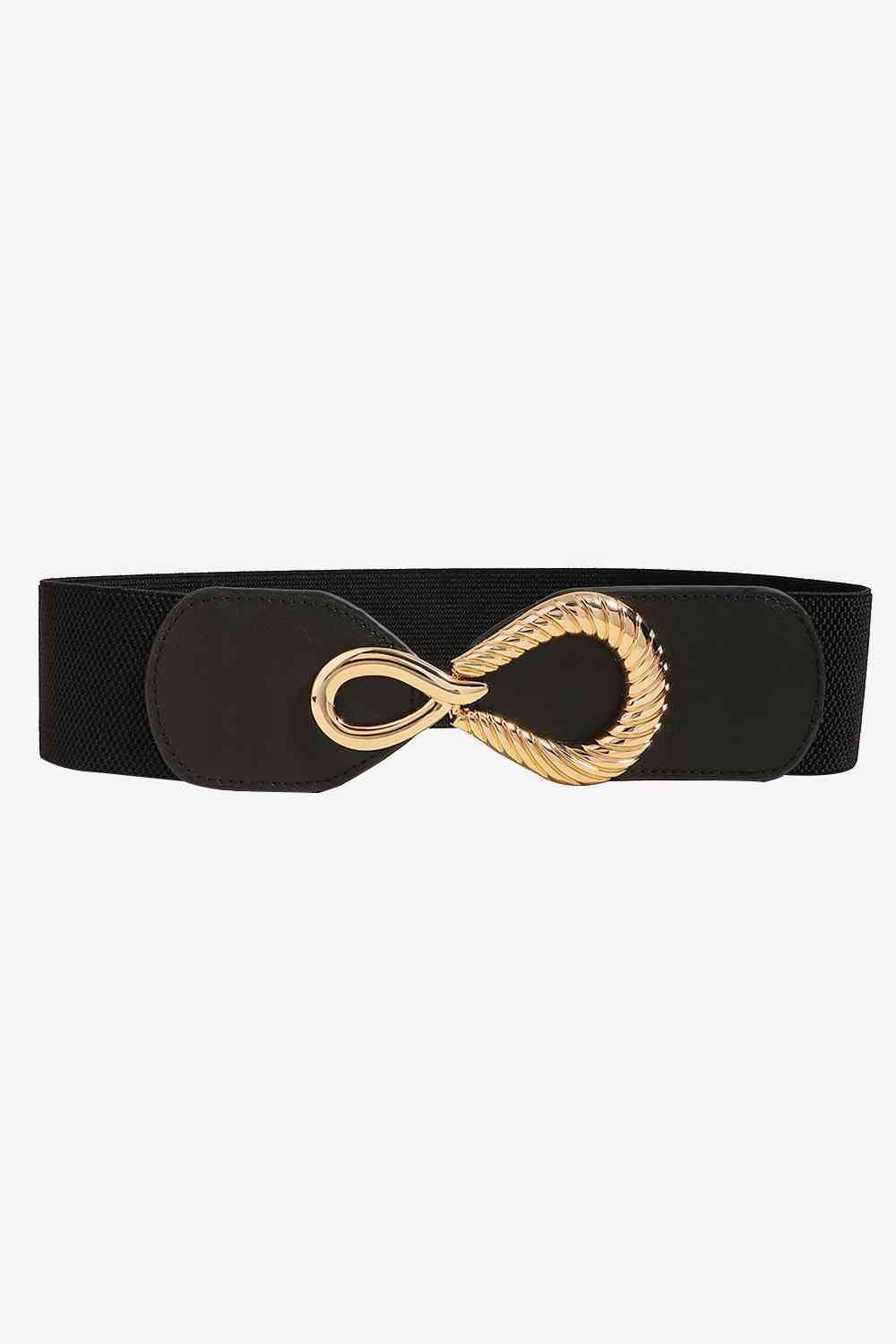 Ribbed Alloy Buckle Elastic Belt