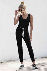 Knot Sleeveless Waist Jumpsuit