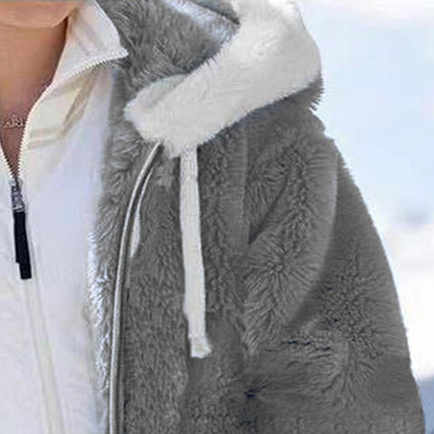 Zip-Up Hooded Teddy Coat