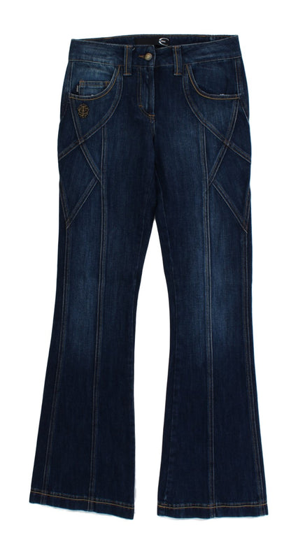 Cavalli Blue Cotton Stretch Low Waist Jeans