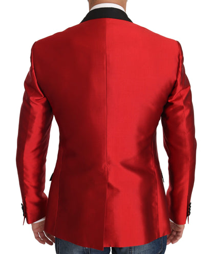 Red Black Silk 2 Piece Vest Blazer