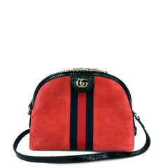 Gucci GG Red Suede Shoulder Bag