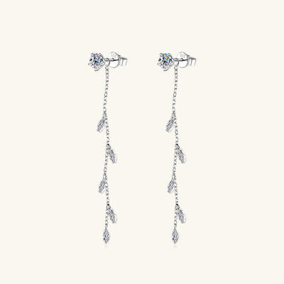 1.38 Carat Moissanite 925 Sterling Silver Leaf Earrings