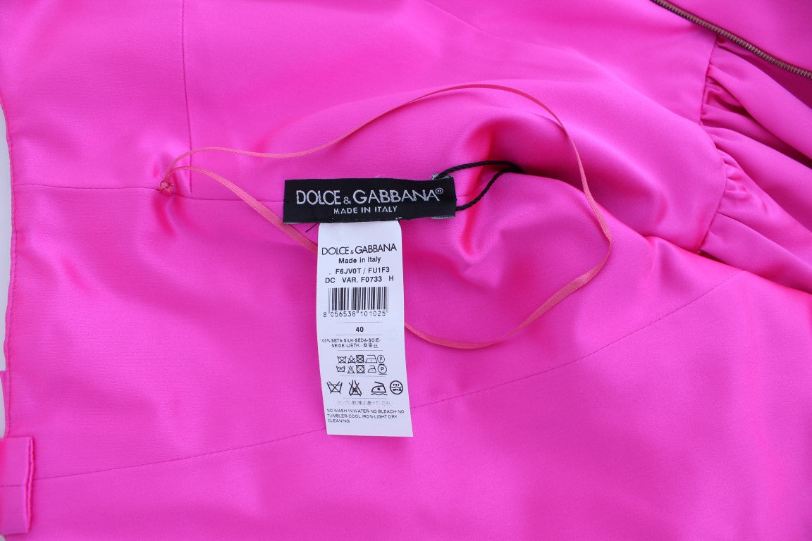 Dolce & Gabbana Pink Silk Long Sheath Ball Gown Dress