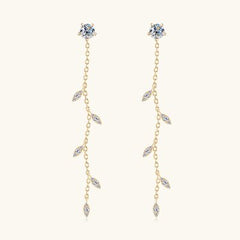 1.38 Carat Moissanite 925 Sterling Silver Leaf Earrings