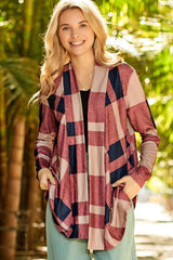 Plaid Open Front Cardigan