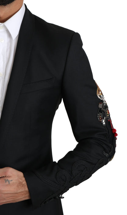 GOLD Black 2 Piece FOX Embroidered Suit