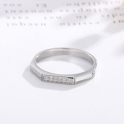 Stainless Steel Inlaid Zircon Ring