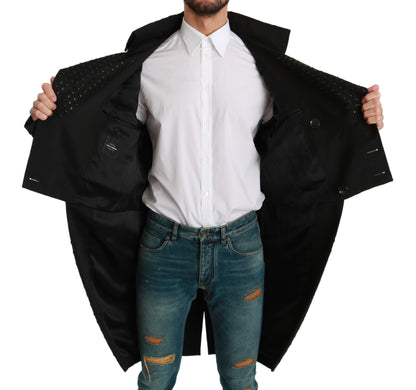 Black Silk Crystal Jacket Coat Blazer