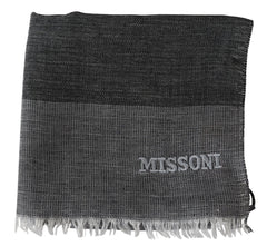 Missoni Elegant Striped Wool Scarf with Logo Embroidery