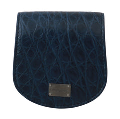 Dolce & Gabbana Elegant Blue Caimano Leather Condom Case Wallet