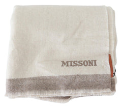 Missoni Elegant Beige Wool Scarf with Embroidered Logo