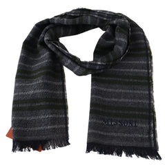 Missoni Chic Striped Wool Scarf with Logo Embroidery
