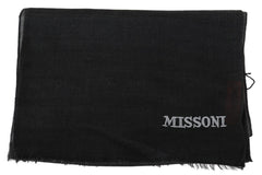 Missoni Elegant Black Wool Scarf with Fringes