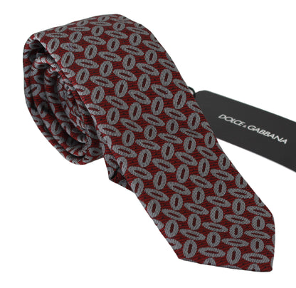 Dolce & Gabbana Red 100% Silk Printed Wide Necktie Men Tie