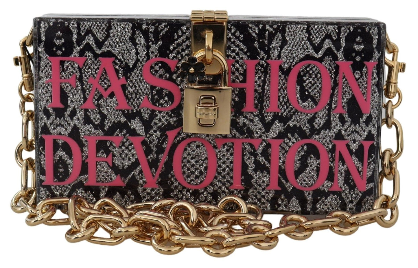 Dolce & Gabbana Gray Fashion Devotion Clutch Plexi SICILY BOX Purse