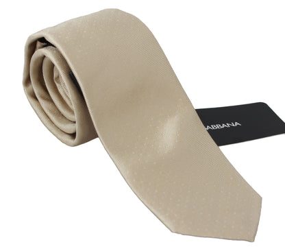 Dolce & Gabbana Solid Light Brown 100% Silk Classic Wide Necktie
