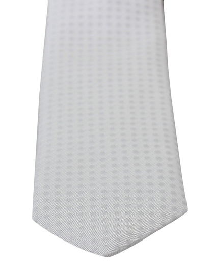 Dolce & Gabbana White Patterned Classic Mens Slim Necktie Tie