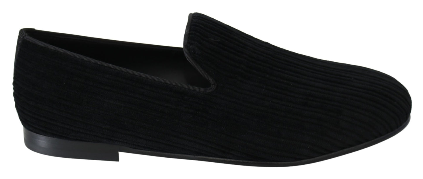 Black Velvet Flats Men Slippers Loafers Shoes