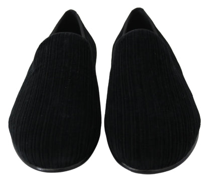 Black Velvet Flats Men Slippers Loafers Shoes