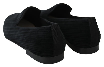 Black Velvet Flats Men Slippers Loafers Shoes