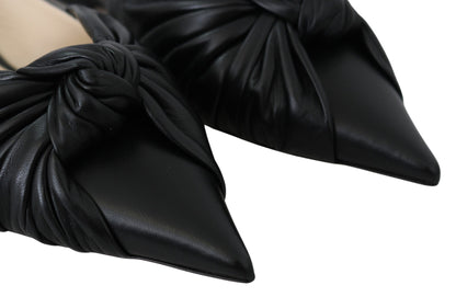 Jimmy Choo Black Leather Annabell Flat Shoes