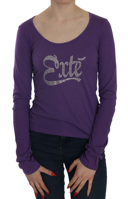 Exte Purple Crystal Embellished Long Sleeve Casual Top