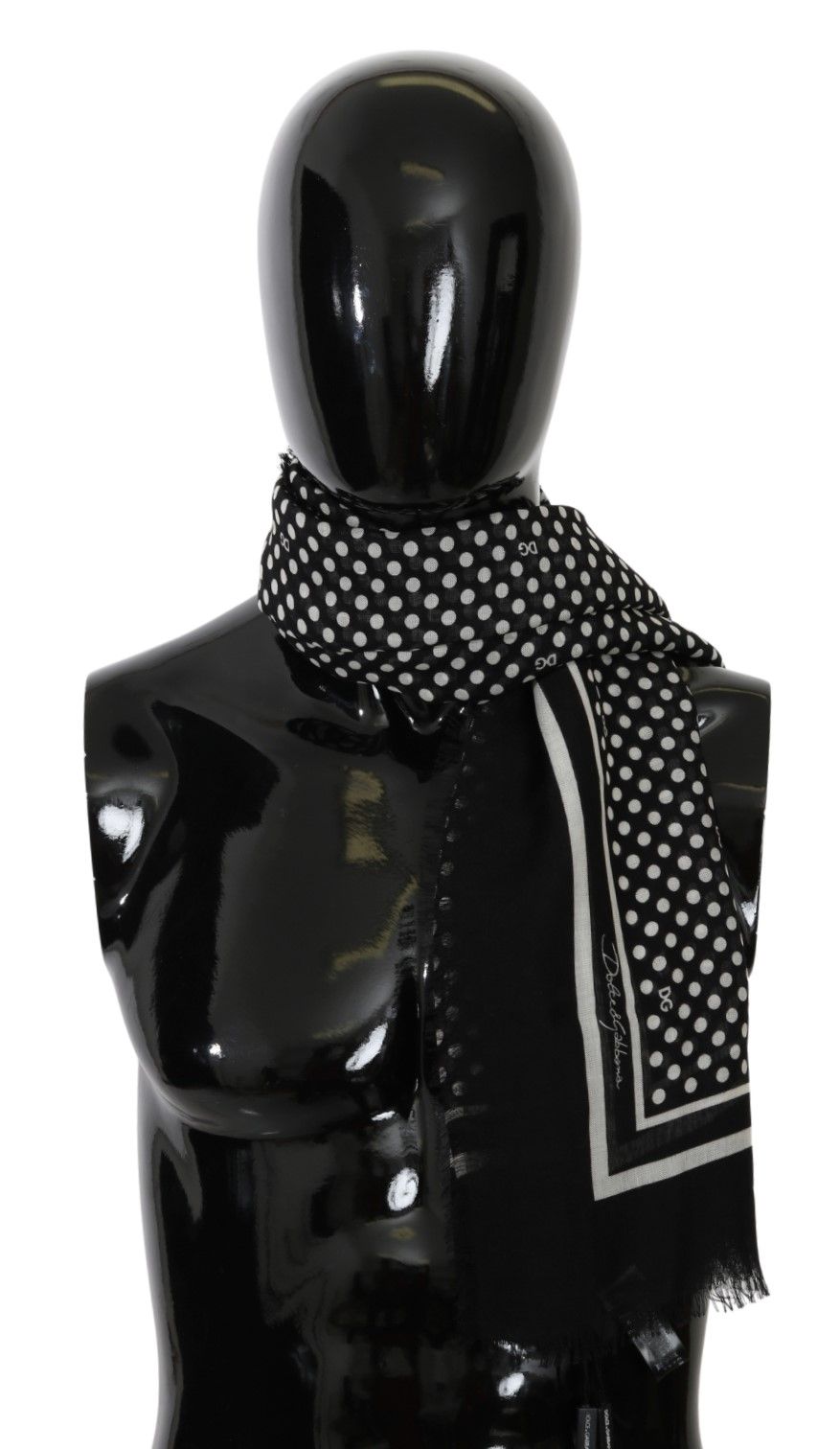 Dolce & Gabbana Black Dotted Wrap Shawl Cashmere Scarf