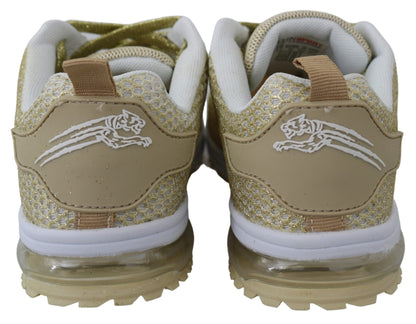 Plein Sport Gold Polyester Gretel Sneakers Shoes
