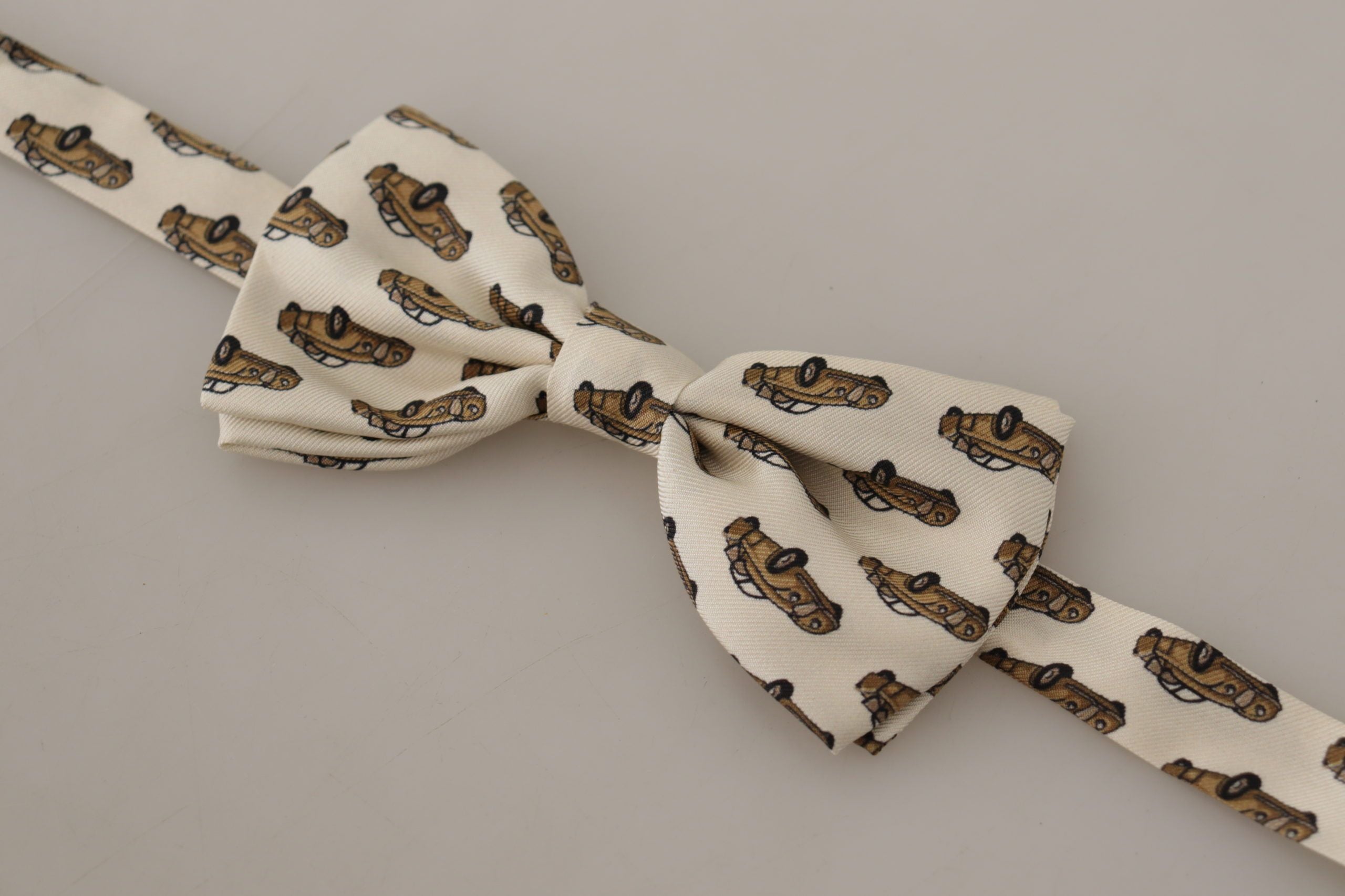 Dolce & Gabbana Elegant Car Print Silk Bow Tie