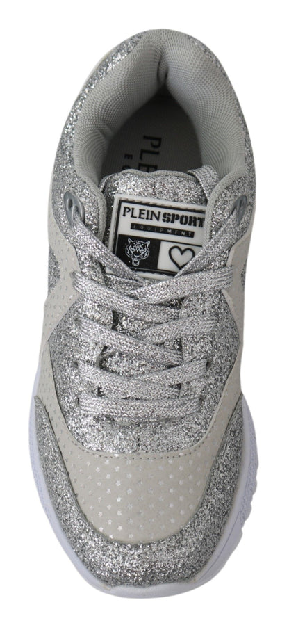 Plein Sport Silver Polyester Runner Jasmines Sneakers Shoes