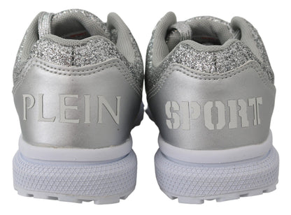 Plein Sport Silver Polyester Runner Jasmines Sneakers Shoes