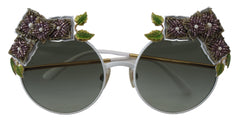 Dolce & Gabbana Elegant Floral Embellished Gold Sunglasses