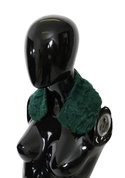 Dolce & Gabbana Green Fur Shoulder Collar Wrap Lambskin Scarf
