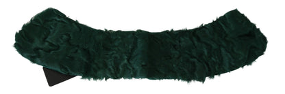 Dolce & Gabbana Green Fur Shoulder Collar Wrap Lambskin Scarf
