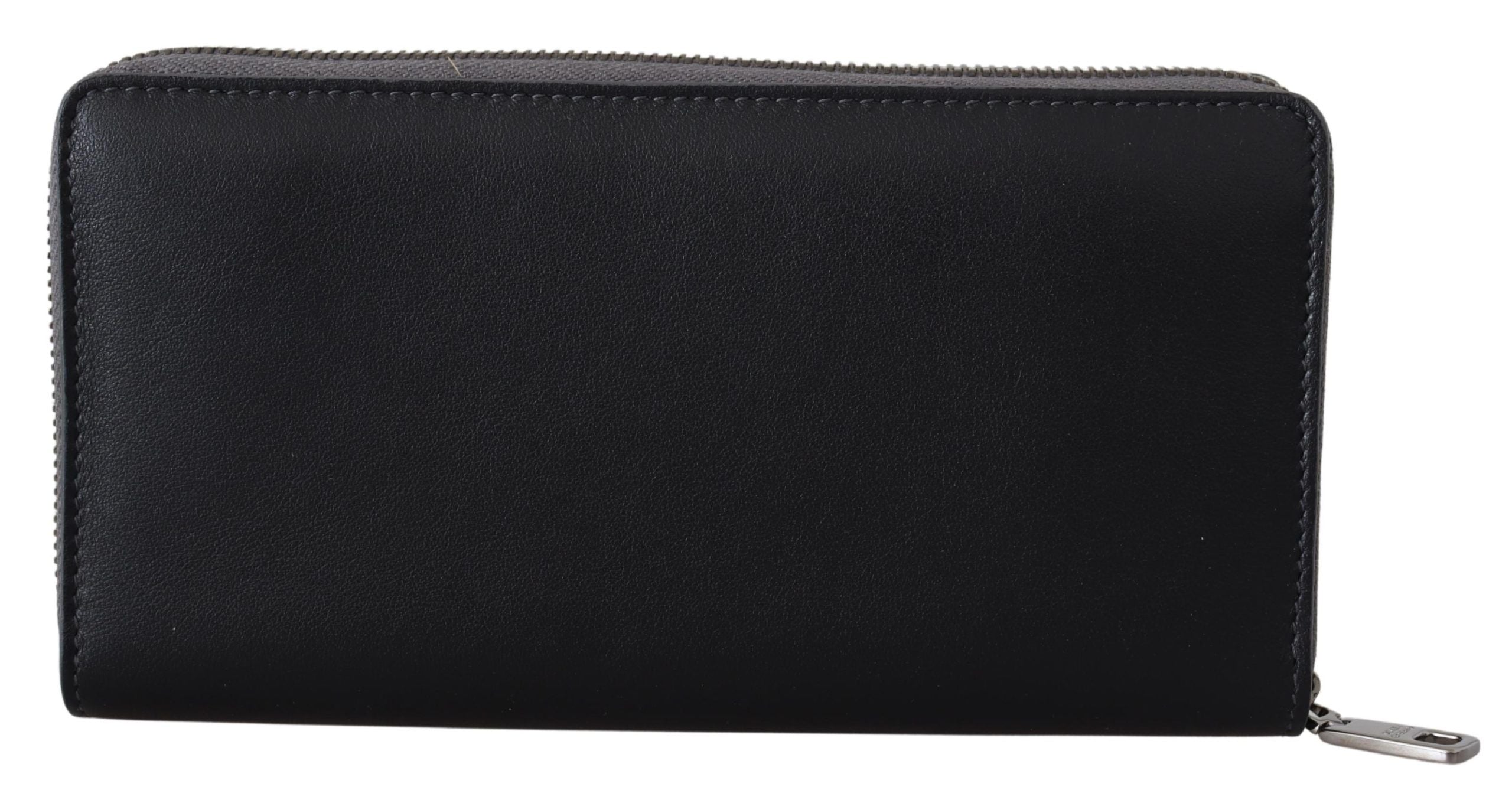 Dolce & Gabbana Elegant Textured Leather Zip-Around Wallet