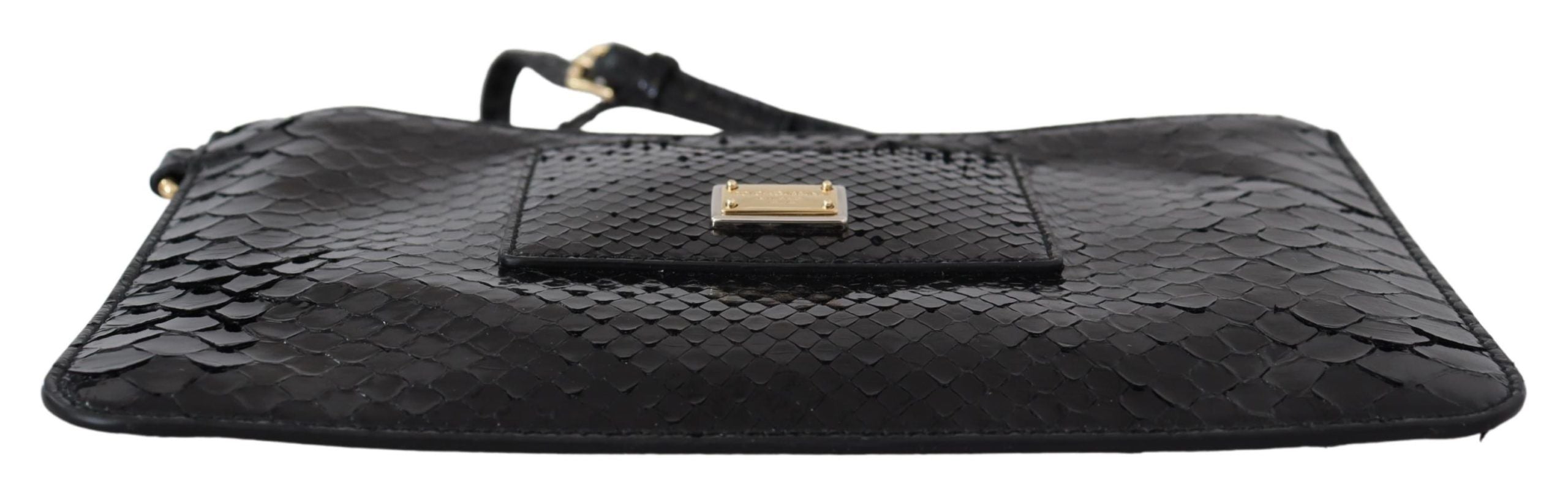 Dolce & Gabbana Exotic Leather Black Wristlet Wallet