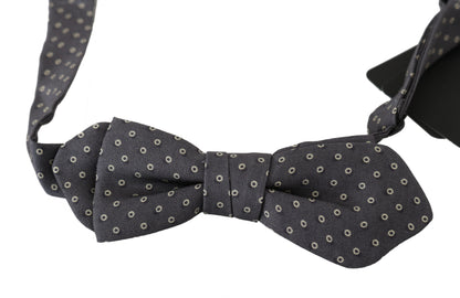Dolce & Gabbana Gray Circles Silk Slim Adjustable Neck Papillon men Bow Tie