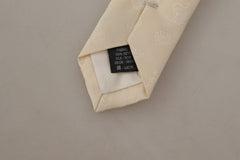 Dolce & Gabbana Elegant Off-White Silk Bow Tie