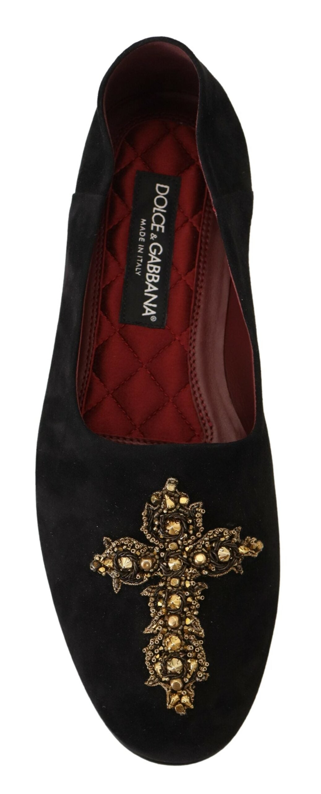 Dolce & Gabbana Black Gold Crystal Sequined Loafers
