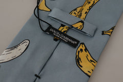 Dolce & Gabbana Elegant Blue Banana Print Silk Tie