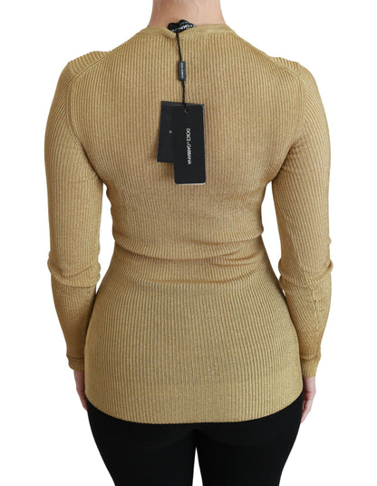 Dolce & Gabbana Gold Long Sleeve Cardigan Viscose Sweater