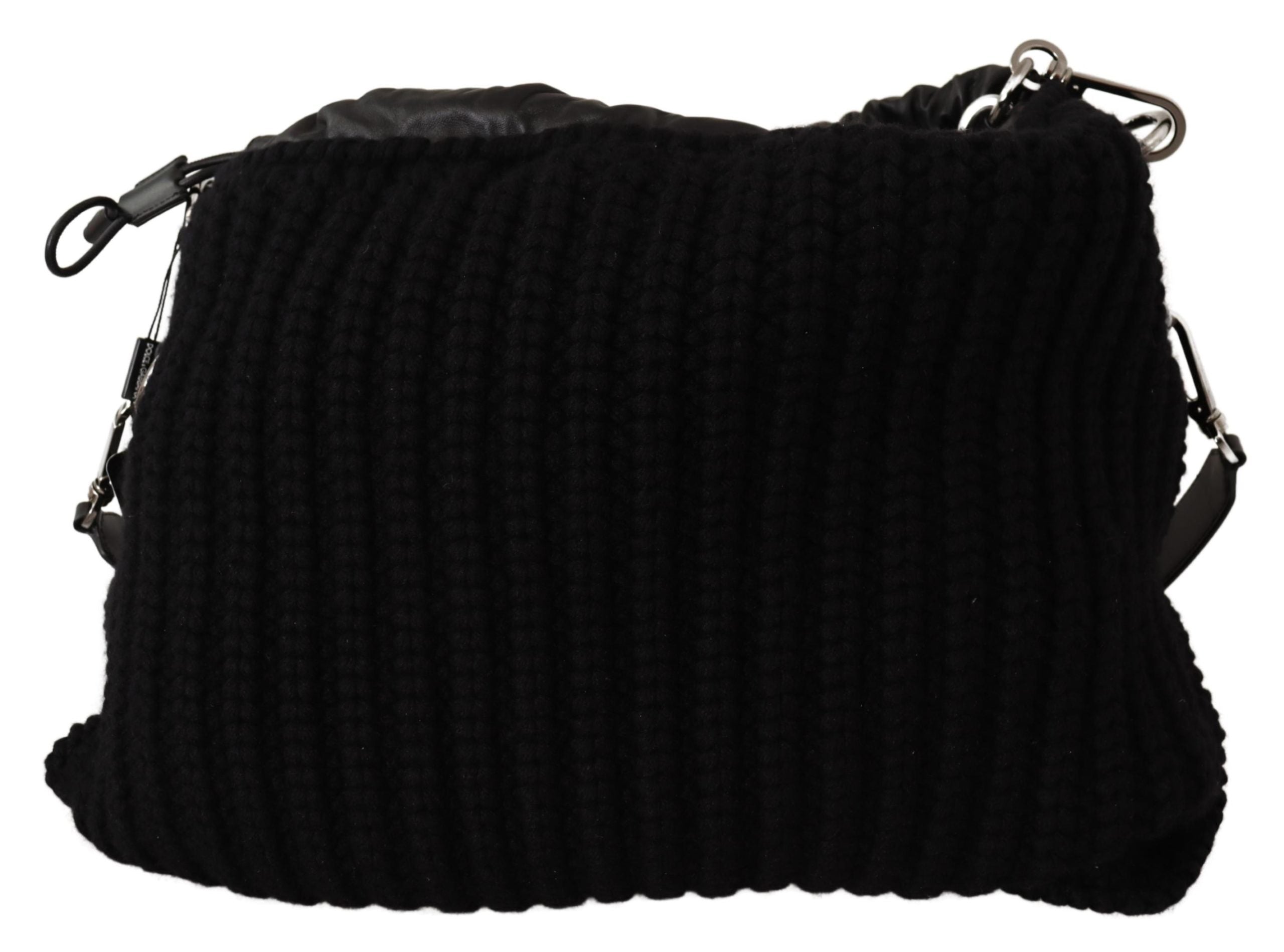 DOLCE & GABBANA Black Cashmere Knitted Shoulder Crossbody Bag