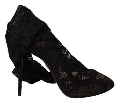 Black Taormina Lace Socks Boots Shoes